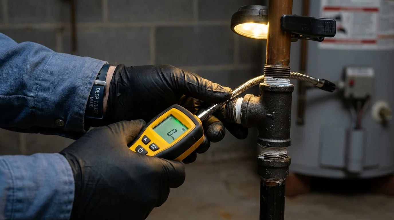 Gas leak detection with electronic sniffer by Johns Plumbing LLC in Hayneville