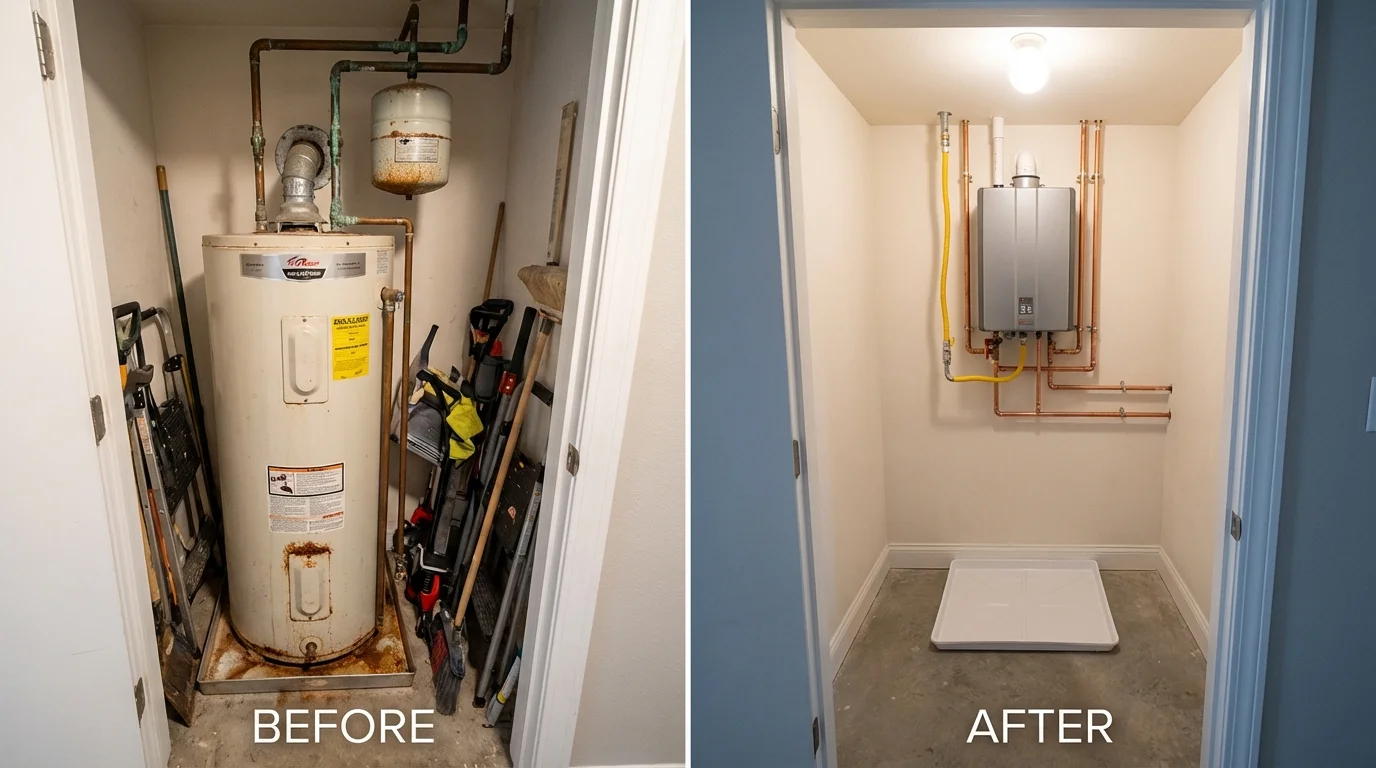 Tank water heater versus wall-mounted tankless unit comparison for Hayneville, AL homeowners